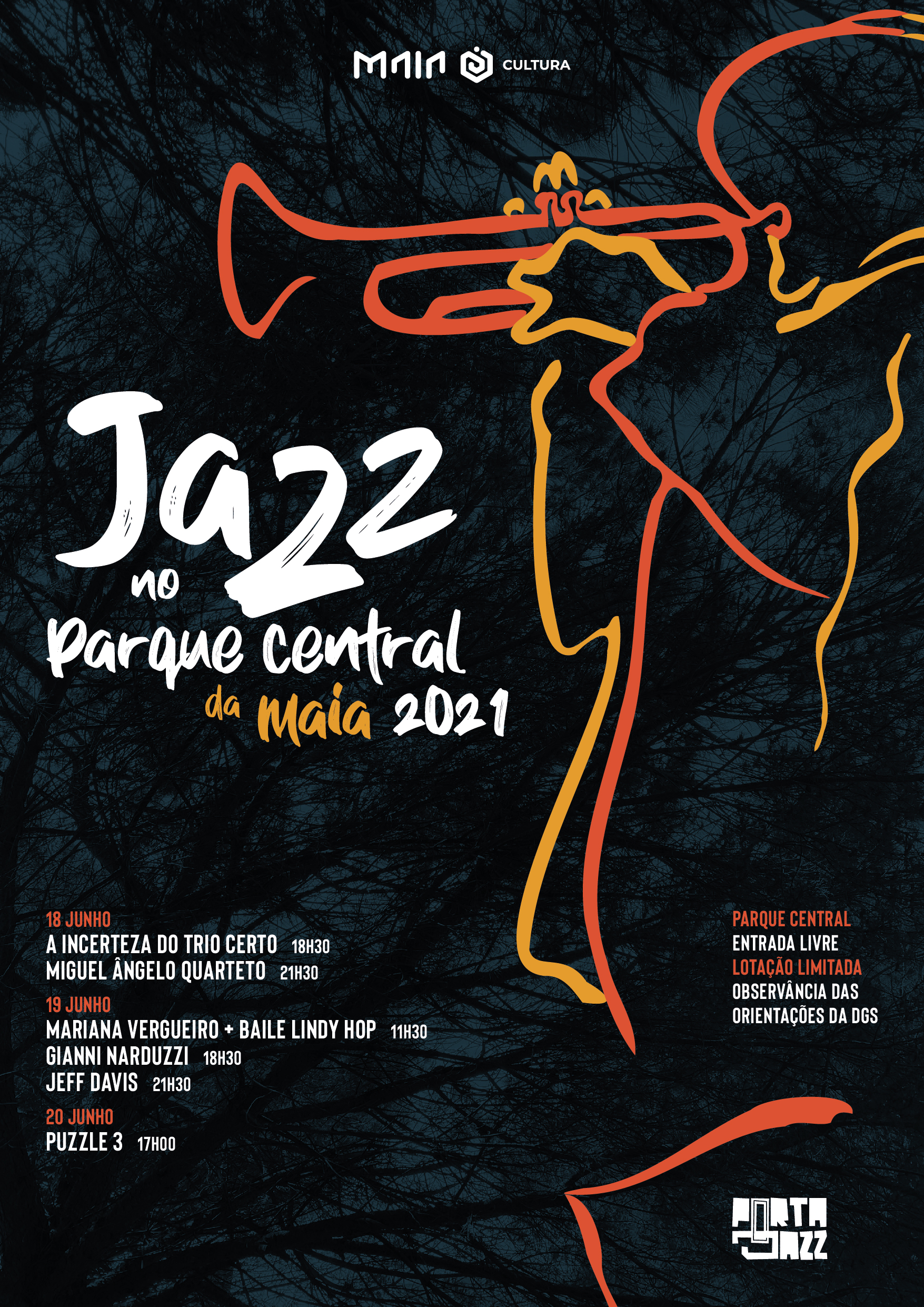 Cartaz Jazz no Parque Central da Maia 2021
